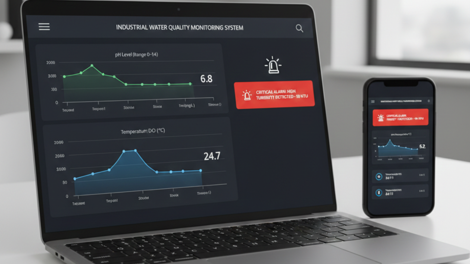Sensor air digital terpasang di pipa industri